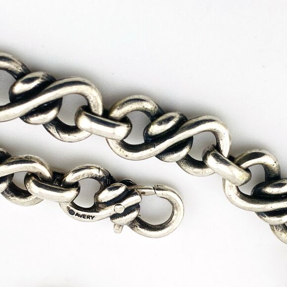 Signed Avery Silver Chain Bracelet Custom Links Hidden Clasp Infinity 7.25" 8MM - Picture 5 of 7